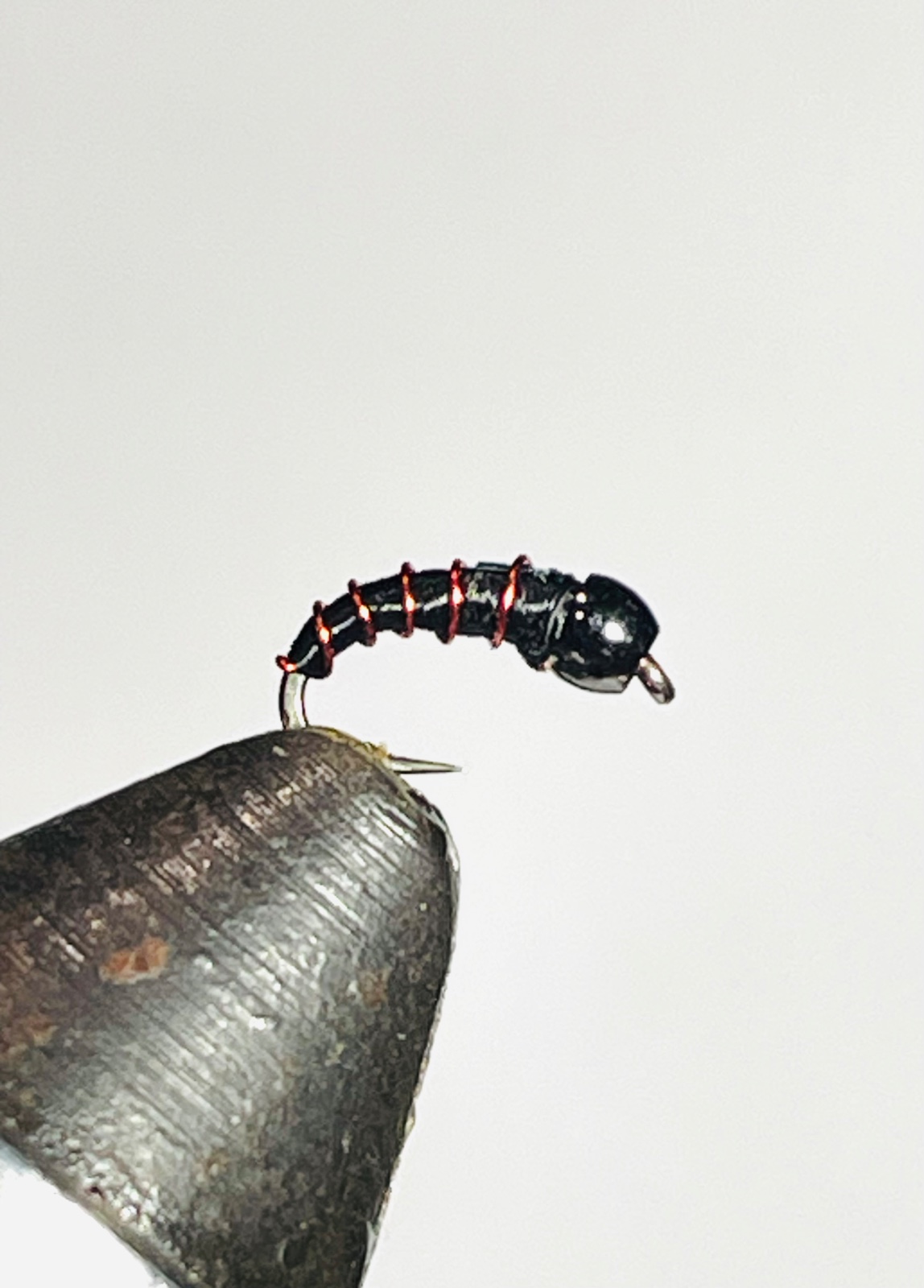 Red Wire Miracle Midge (Zebra Midge) fly pattern tied by Brent Jones