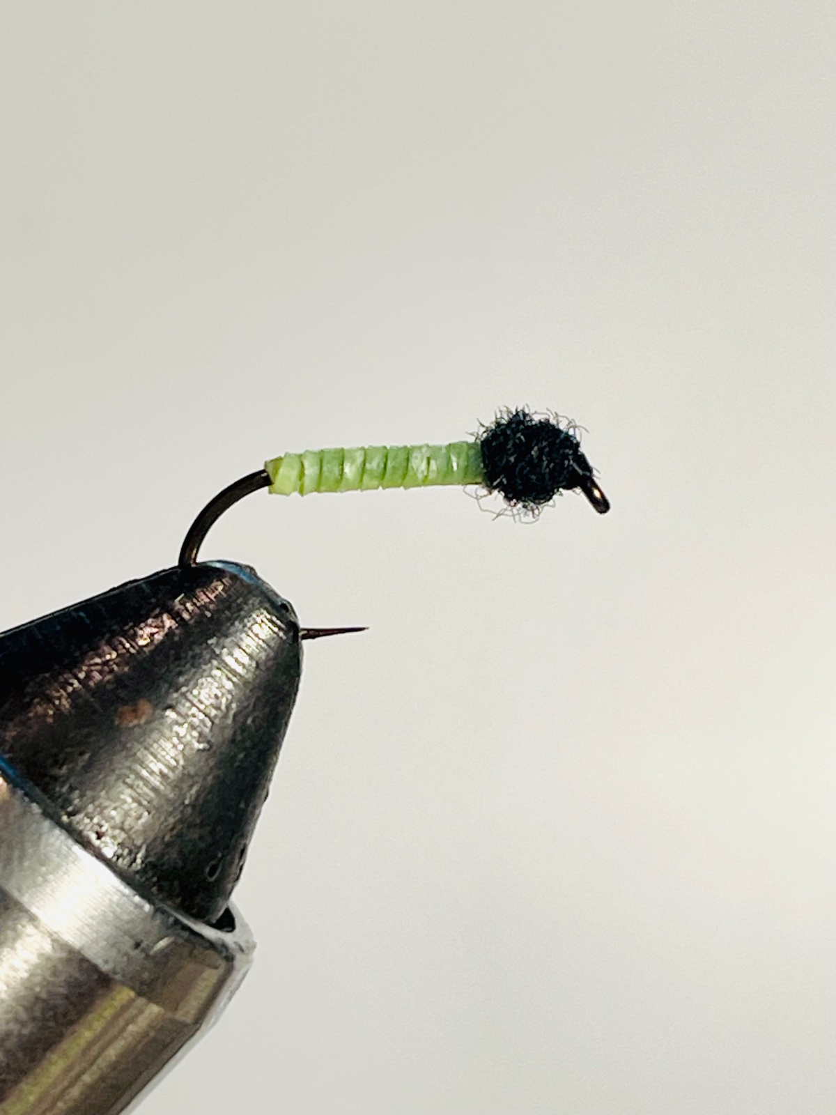 Rubber Green Rock Worm fly pattern tied by Brent Jones
